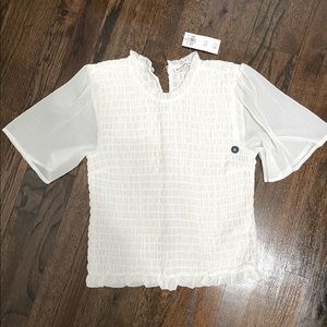 Abercrombie & Fitch mock neck blouse in black and white.